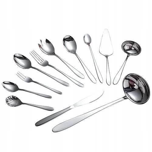 ZESTAW SZTUĆCE 72 elementów komplet SREBRNE 12 osób stal nierdzewna PUDEŁKO na Arena.pl