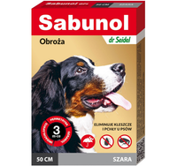 SABUNOL Obroża dla psa 50 cm na pchły kleszcze owadobójcza szara