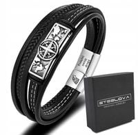 Nordycka Bransoletka z KOMPASEM Skóra + Grawer