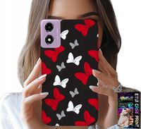 ETUI DO MOTOROLA MOTO E14 - KOKARDKI CZERWONO BIAŁE MYSZKA, WZORY