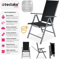 Zestaw 2 składanych aluminiowych krzeseł ogrodowych krzesła