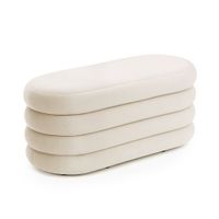 Pufa siedzisko do salonu PUFFO welur ławka ze schowkiem 100 cm Kremowa