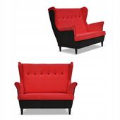 Sofa kanapa uszak ARI DUO skandynawska Family Meble czarno - czerwona