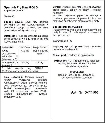 supl.diety spain fly men  gold strong  30ml na Arena.pl