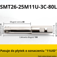 Głowica do gwintowania SMT z chłodzeniem Rozmiar: SMT26-25M11U-3C-80L-150L