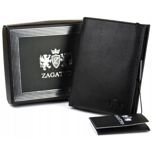 Zagatto Portfel Skórzany Naturalny Czarny ZG-N4-F2 Męski na Arena.pl