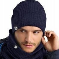 Polski KOMPLET MĘSKI CZAPKA + KOMIN zimowy GRANAT