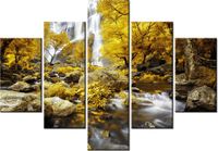 70 100CM OBRAZ 5 ELEM JESIENNY WODOSPAD DRUK PŁÓTNO