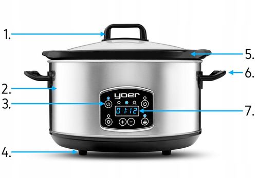 Wolnowar Garnek ceramiczny Slow Cooker Yoer INOX LCD 280W 4,5L +Programator na Arena.pl