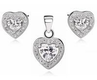 Rodowany srebrny komplet serc z białą cyrkonią cyrkonie srebro 925 Z0760Z_W