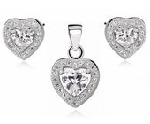 Rodowany srebrny komplet serc z białą cyrkonią cyrkonie srebro 925 Z0760Z_W