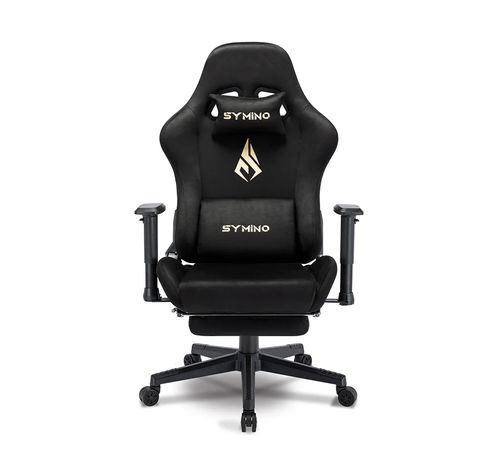 Krzesło gamingowe Symino czarne z podnóżkiem na Arena.pl
