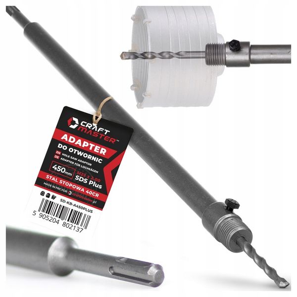 ADAPTER do OTWORNIC PRZEDŁUŻKA 450mm M22x2.0 KORONKI SDS PLUS do zdjęcie 1