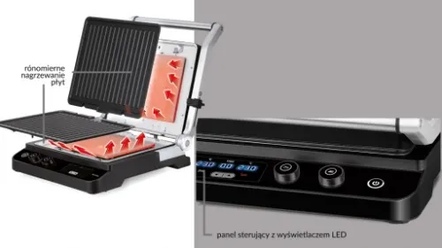 Grill elektryczny MPM 2000W NIEZALEŻNE TERMOSTATY na Arena.pl