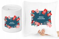 Na Święta Zestaw Poduszka + Skarbonka Prezent Z Nadrukiem Ze Zdjęciem