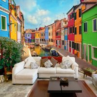 Fototapeta - Kolorowy kanał w Burano 300x210