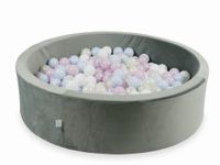 Suchy basen z piłeczkami 400 sztuk 110x30 Velvet szary (różowe jasne perłowe, błękitne jasne perłowe, opalizujące, białe)