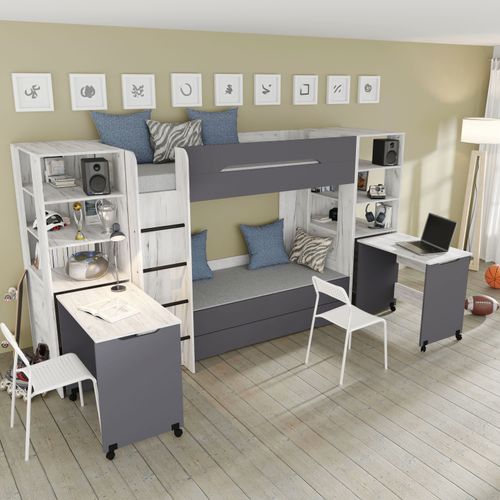 Antresola łóżko piętrowe Samoa craft biały / grafit na Arena.pl