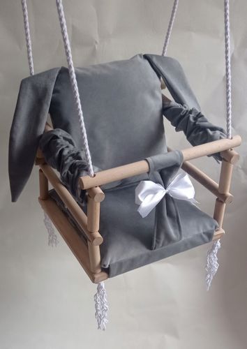 HUŚTAWKA 3w1 DZIECI królik dom ogród pokój SZARY na Arena.pl