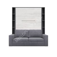 Półkotapczan MEBLOPOL 140V pionowy z sofą i regałami GRAY/WHITE MONACO