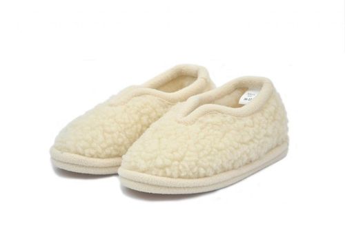 Pantofle ciapy wełniane MERYNOS R 39 Kapcie Ecru na Arena.pl
