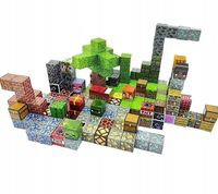 KLOCKI MAGNETYCZNE MINECRAFT MONTESSORI SZEŚCIANY 100 KLOCKÓW + 1 FIGURKA