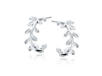 RODOWANE SREBRNE KOLCZYKI OTWARTE KÓŁKA LISTKI