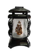 Znicz szklany kapliczka czarna z złotą różą