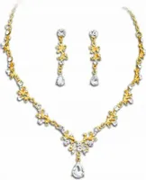 Złoty komplet biżuterii z białymi cyrkoniami złocone łezki na prezent