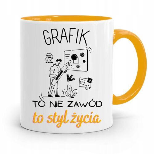 Kubek Żółty Dla Grafika To Nie Zawód To Styl Życia Z Nadrukiem Ze Zdjęciem na Arena.pl