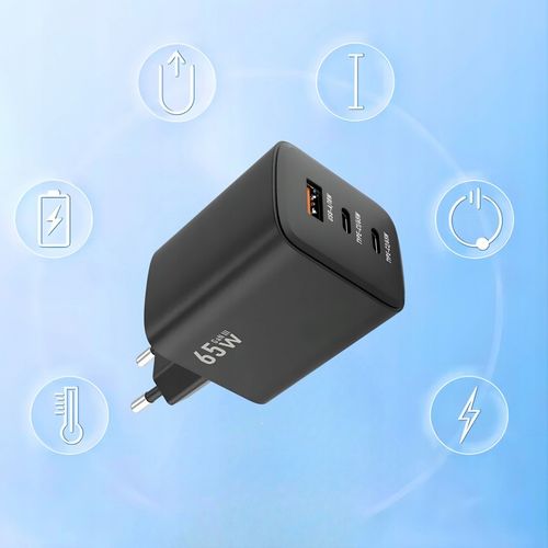 ŁADOWARKA SIECIOWA SZYBKA 65W GaN USB 2x USB-C PD QC 4.0 MOCNA UNIWERSALNA na Arena.pl