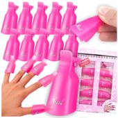 zestaw 10 x klipsy zaciski do paznokci usuwanie lakieru hybrydy żelu różowe