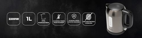 CZAJNIK ZE STALI NIERDZEWNEJ 1L 2200W ROTACJA 360 AIWA AKT-1000 RYUJIN na Arena.pl