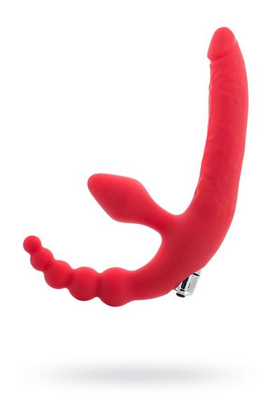 Black & Red, Beltless strapon with vibro-bullet, moisture-resistant, zdjęcie 1