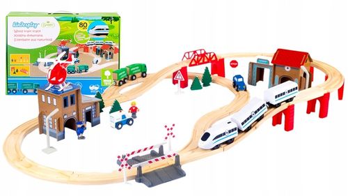 KOLEJKA DREWNIANA TOR WAGONY POCIĄG NA BATERIE DLA DZIECI PREZENT na Arena.pl