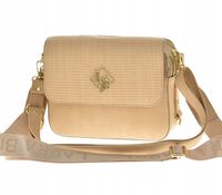 Laura Biaggi - torebka listonoszka kuferek ciemny beż mat plecionka JS170