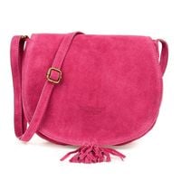 BELTIMORE torebka damska zamszowa listonoszka z klapą V012 fuksja