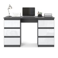 Biurko Komputerowe Szary Biały Połysk Szkolne Gamingowe Dla Dziecka 120cm