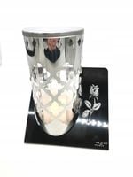 Znicz kapliczka Paris z różą ze stali nierdzewnej znicze szklane grób