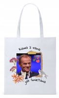 Donald Tusk Platforma Torba Eco Biała Shopper Z Nadrukiem Ze Zdjęciem