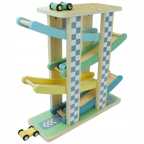 MERKAN Zestaw Drewniana Zjeżdżalnia Tor Dla Samochodzików 4 Piętra na Arena.pl