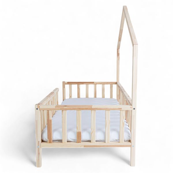 ŁÓŻKO DOMEK HANA 180x90 ŁÓŻKO DZIECIĘCE DREWNIANE BARIERKA + STELAŻ SOSNA