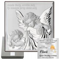 SREBRNY OBRAZEK ANIOŁEK PAMIĄTKA CHRZTU ŚWIĘTEGO