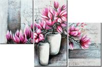 60 90CM OBRAZ 3 ELEM MAGNOLIE WAZONACH ŚCIENNY DRUK PŁÓTNO