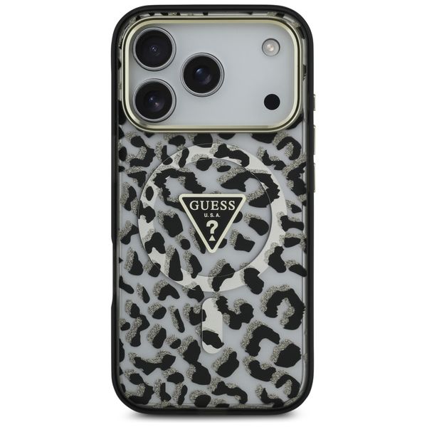 etui guess leopard glitter magsafe do    iphone 17 pro czarny zdjęcie 3