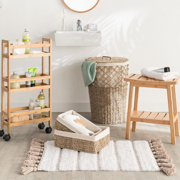 Stołek Bambusowy z półką zdjęcie 2