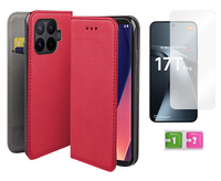 Etui z klapką do XIAOMI 17T PRO 5G smart magnet czerwony case + szkło 9H