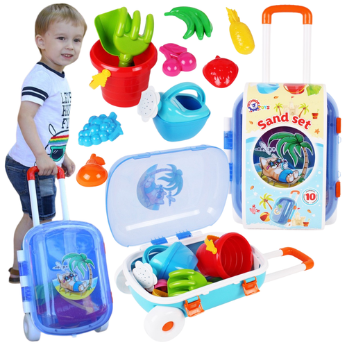 Zestaw Do Piasku W Walizce Foremki Owoce Walizka Na Kółkach Wysuwana Rączka na Arena.pl
