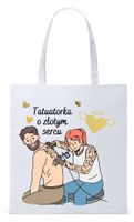 Torba Biała Eco Shopper Dla Tatuażysty Prezent Z Nadrukiem Ze Zdjęciem