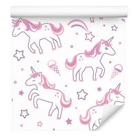 Tapeta dla dzieci jednorożce gwiazdki tęcza kropki